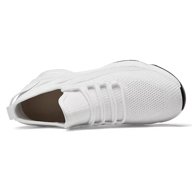 Summer Men Elevator Shoes Breathable Mesh Height Increase Sneakers Men Shoes Inner Length 7Cm Outdoor Leisure White Taller Shoes