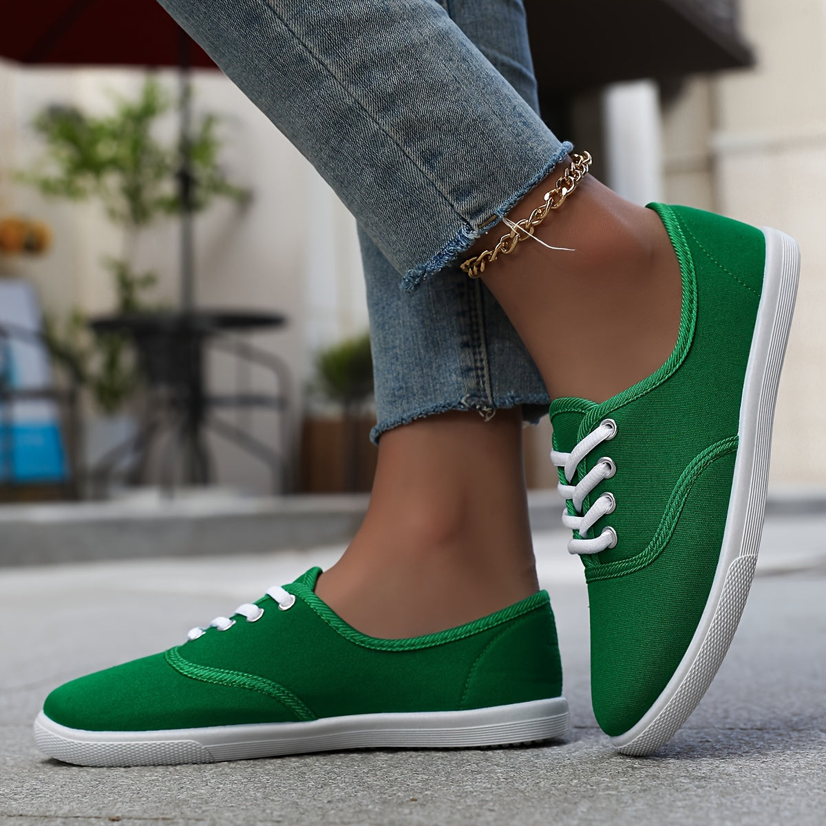 Women's Casual Canvas Sneakers, Low-Top Lace-up Walking Shoes, Lightweight & Comfort Sport Shoes Beauty World Shop