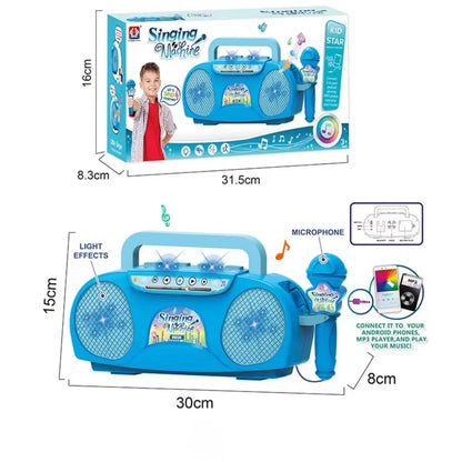 Portable Singing Machine with Microphone Radio Music Speaker Karaoke Children'S Toy Musical Instrument Girl Boys Birthday Gifts