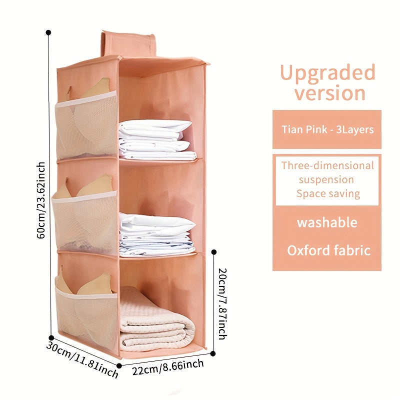 Foldable Wardrobe Storage Organizer with Telescoping Handle – Multi-Layer Hangable Bag with Spinner Wheels for Efficient Space Beauty Fashion