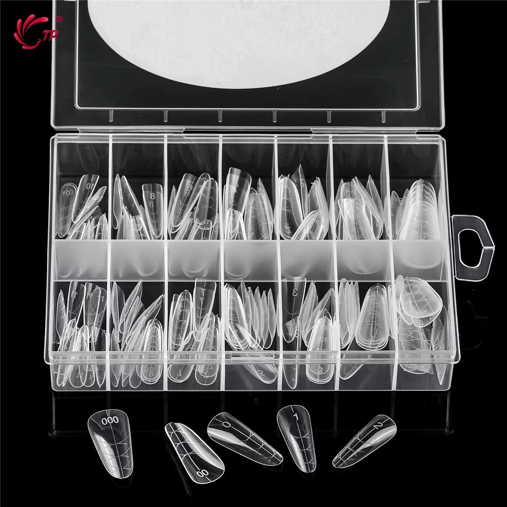 TP New Nail Dual Form Acrylic False Nail Tips Quick Building Gel Mold Reusable Nail Extension Top Forms for Poly Nail Gel 140Pcs