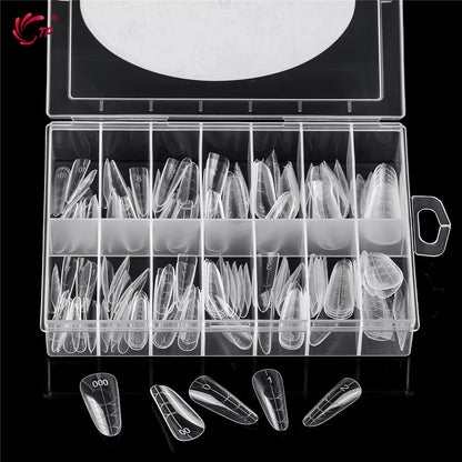 TP New Nail Dual Form Acrylic False Nail Tips Quick Building Gel Mold Reusable Nail Extension Top Forms for Poly Nail Gel 140Pcs