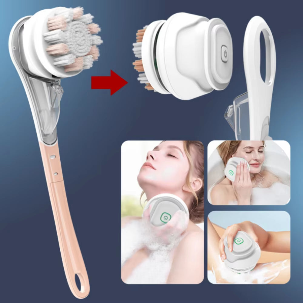Electric Bath Brushes Shower Cleaning Body Massage Brush Multifunctional Brush Spa Waterproof IPX7 Long Handle Back Brushes