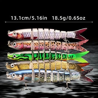 ANFS Multi-Jointed Swimbait Crankbait - Slow-Sinking Bionic Fishing Lure with Multi-Section Joints, ABS Body & Treble Hooks, Freshwater/Saltwater Compatible for Trout, Bass, Pike, Walleye - Realistic Artificial Baits (Multi-C Beauty Fashion