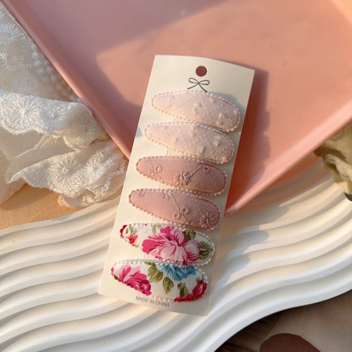 6Pcs/Set Fresh Print Cotton Alloy Hair Clips for Kids Fabric Plaid BB Hairpins Girl Hairgripe Headwear Baby Hair Accessories