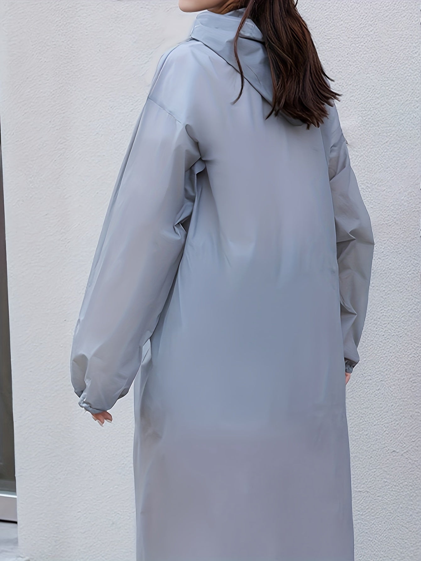 Gray EVA Raincoat - Windproof, Waterproof, Full-Body Thickened Jacket for Travel, Cycling, Hiking - Portable, Elastic Cuffs, Buttoned Closure Beauty Fashion