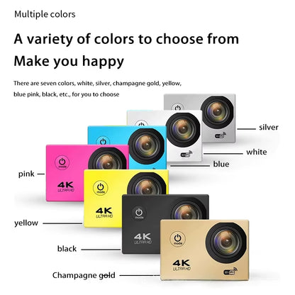 4K Outdoor Wifi Action Camera Helmet Video Recording 4K/30FPS Wifi 2.0 170DGPS 4X Zoom Underwater Waterproof Sports Camera