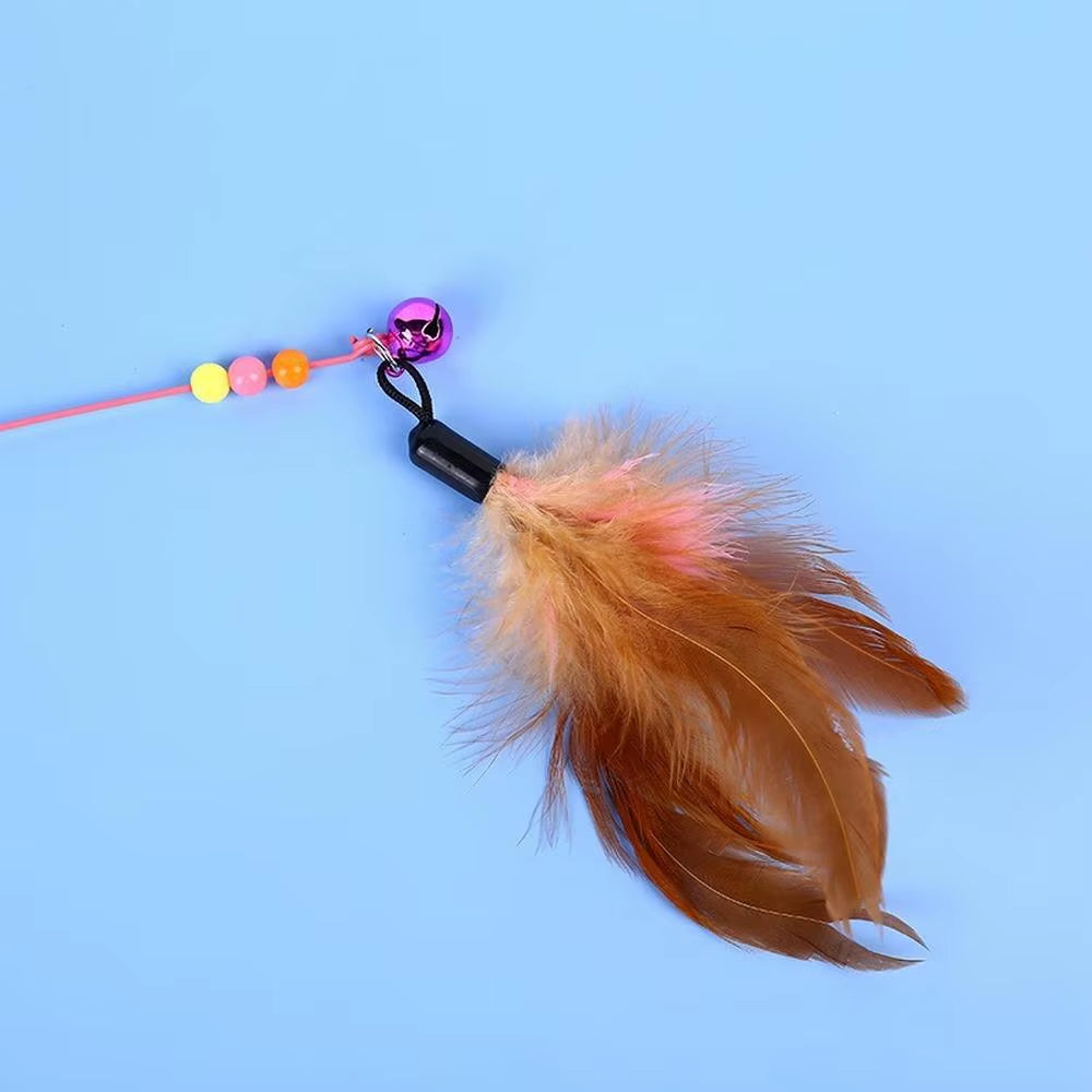 1PCS Metal Wire Funny Cat Stick Cat Toy Pet Toy with Feather Bell Funny Cat Rod Pet Supplies