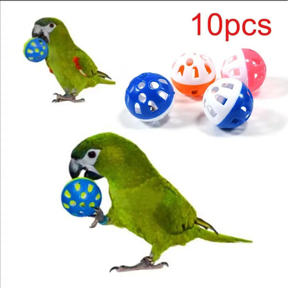 10Pcs Pet Parrot Toy Colorful Hollow Rolling Bell Ball Bird Toy Parakeet Cockatiel Parrot Chew Cage Fun Toys Pet Bird Supplies