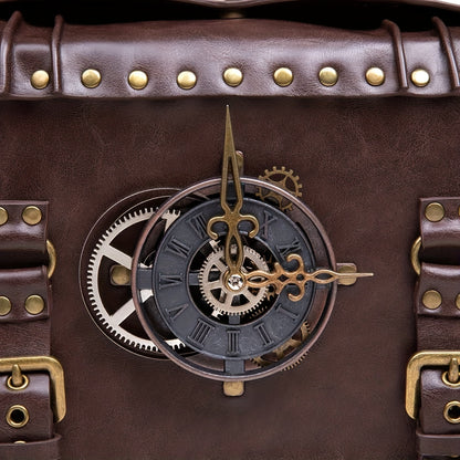 [Punk Crossbody Bag] Retro PU Crossbody Bag | Women's And Girls' Briefcase Styled Messenger Bag Featuring Punk Gothic And Renaissance Costume Elements Beauty Fashion
