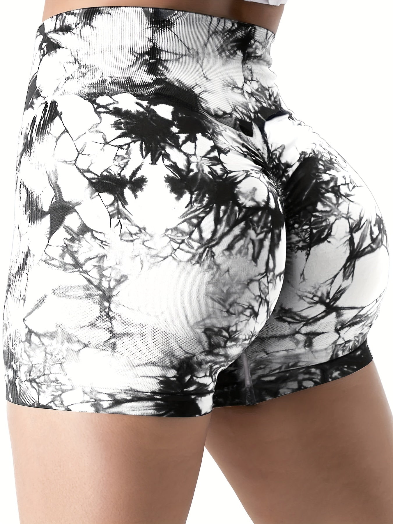 5-Pack Tie-Dye Fitness Shorts for Women, High Waist Scrunch Butt Gym Yoga Peach Booty Shorts, Sport Style Beauty World Shop