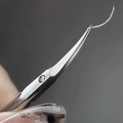 Professional Cuticle Scissors Manicure Scissors Nail Clippers Stainless Steel Extra Fine Curved Manicure Eyelashes Eyebrow Tools