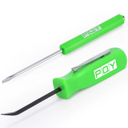 Mini Pocket Clips Screwdriver Strong Magnetic Slotted + Pocket Pry Bar Short Angled Operating Handy Tool 4-Sided Grip