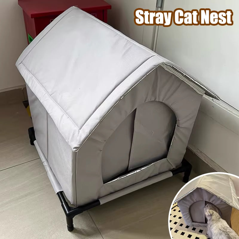 Stray Cats Shelter Winter Pet Furniture Oxford Cloth Weatherproof Cat House Stray Cat Dog Rescue Supplies Indoor and Outdoor Use