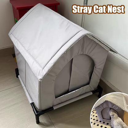 Stray Cats Shelter Winter Pet Furniture Oxford Cloth Weatherproof Cat House Stray Cat Dog Rescue Supplies Indoor and Outdoor Use