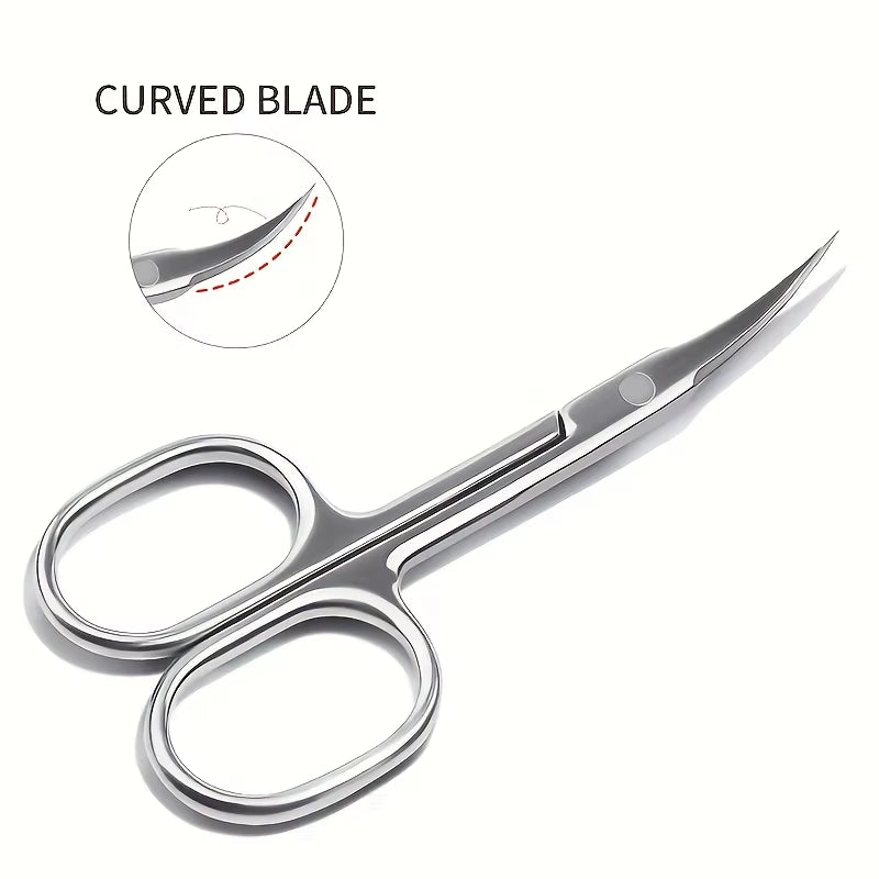 1Pcs Ambidextrous Stainless Steel Curved Blade Cuticle Scissors - 1Pc Nail Clipper for Dead Skin Removal,Unscented Manicure Tool
