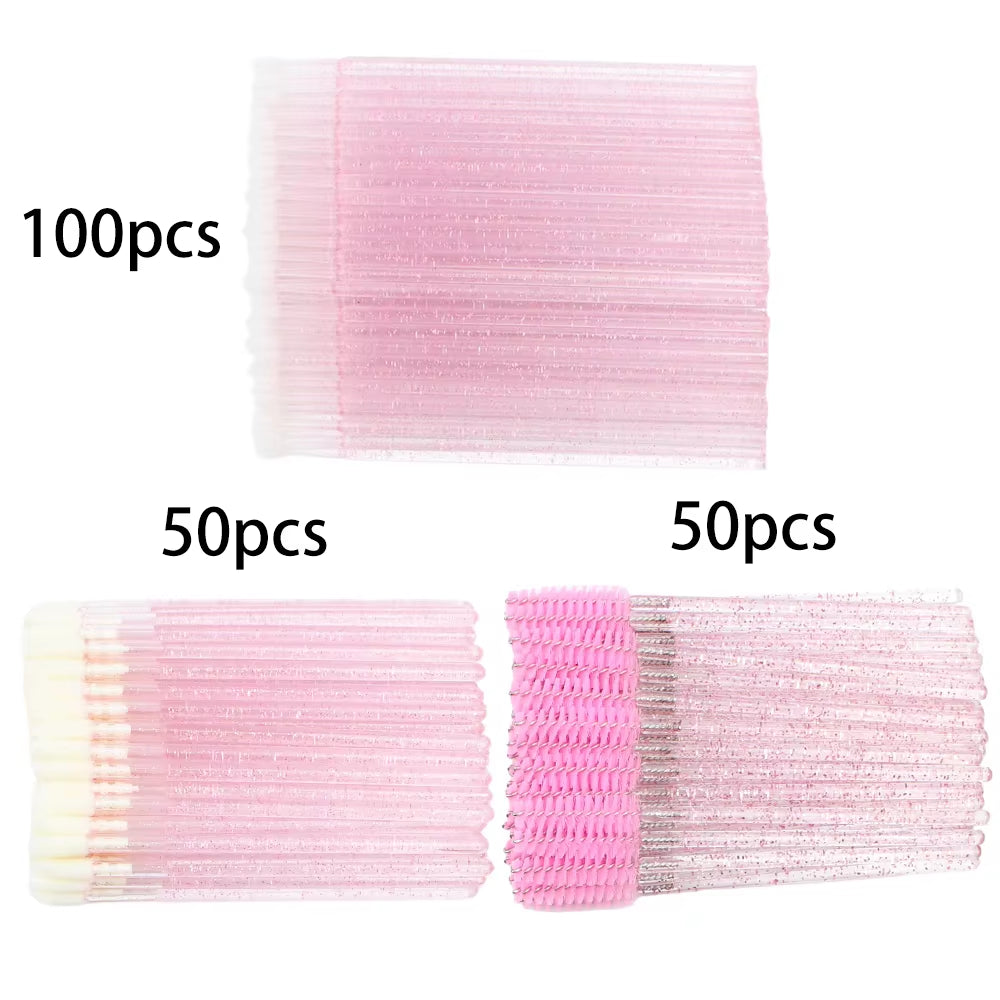200Pcs Disposable Brushes Set Mascara Wands Lip Brushes Microbrush Applicator Swab for Eyelash Extension Eyebrow Makeup Tools