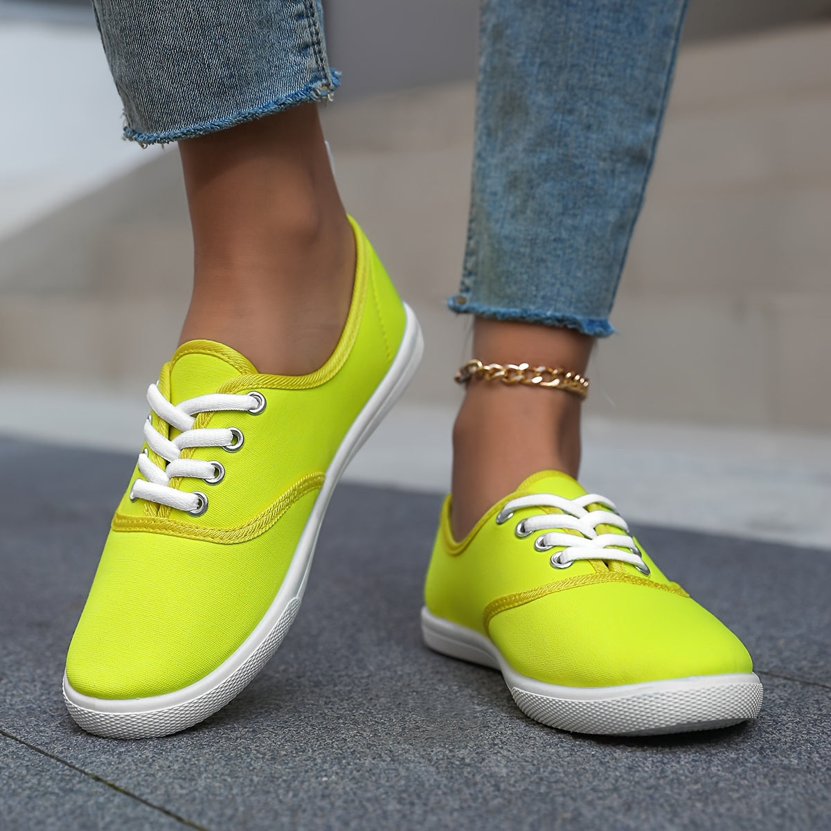 Women's Casual Canvas Sneakers, Low-Top Lace-up Walking Shoes, Lightweight & Comfort Sport Shoes Beauty World Shop