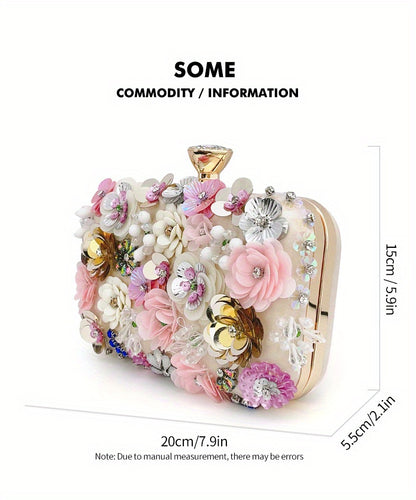 3D Beaded Elegant Evening Bag, Flower Box Clutch Purse for Women's Wedding Party Prom Beauty Fashion