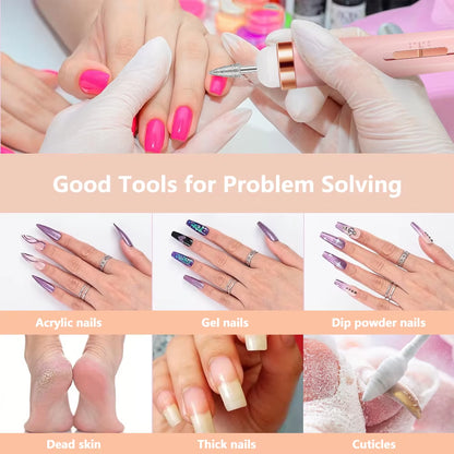Multiple Gears Electric Nail Polish Drill Machine with Light Portable with Battery Electric Manicure Art Tools for Gel Remover