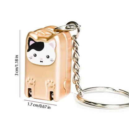 1Pc Exquisite Kitten Keychain Foldable Nail Clipper - Stainless Steel Rotary Toenail & Fingernail Manicure Trimmer