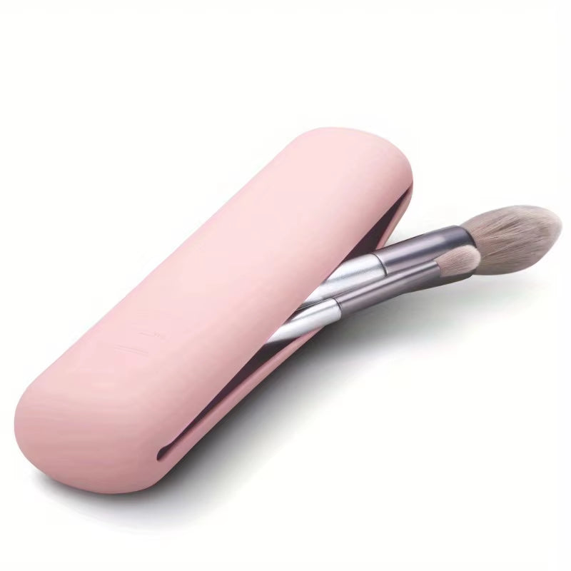 Travel Makeup Brush Holder,Silicon Trendy and Portable Cosmetic Face Brushes Holder,Soft and Sleek Makeup Tools Organizer