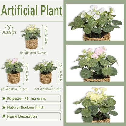 Green Artificial Plants Eucalyptus Flowers Woven Small Potted Plants Grass Mound 11Cm PE Material Home Decoration