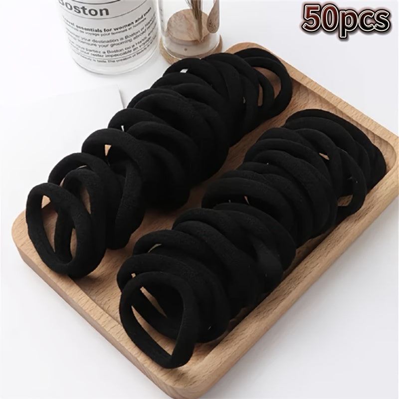 50pcs/100pcs Bulk Pack French-Style Thick Hair Ties for Women - High Elasticity Hair Loops, Thick Hair Friendly Hair Bands for Ponytails, Buns, Braids - Bulk Pack for Salon, Use, Parties (French Style Hair Bands) Beauty Fashion