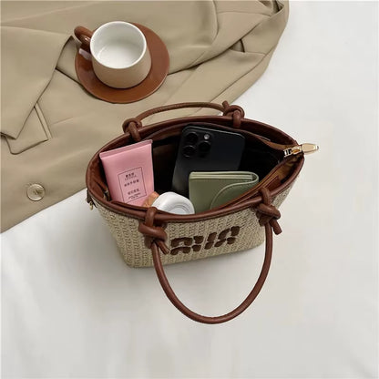 New Summer Bohemian Straw Beach Bag for Women Designer Shoulder Bag Cute Purse and Handbags Embroidered Female Crossbody Bags