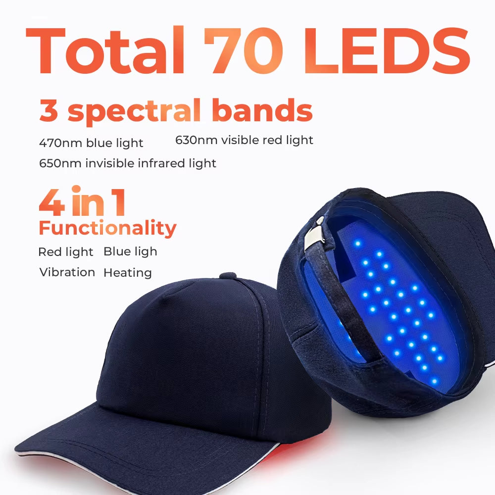 Red Light & near Infrared Therapy Cap for Hair Growth 660Nm 830Nm LED Hat Helmet Pigarlic Oily Natural Device Head Relaxation