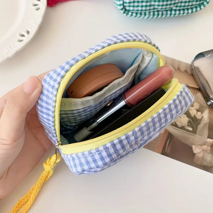 Korean Style Minimalist Cosmetic Pouch,Small Square Makeup Bag with Zipper, Portable Storage for Lipstick, Coin Purse for Women