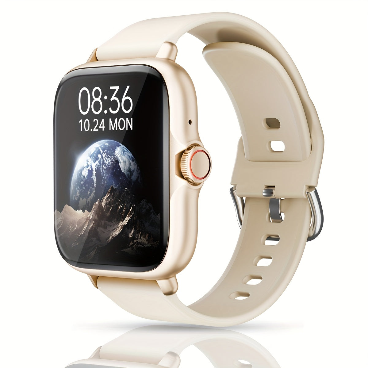 1.83'' Full Touch Screen Smart Watch |, Message Alerts, Call Answering, Sports Pedometer, Health Monitoring, Compatible with iPhone/Android, Alloy Body, Silicone Strap, DESERTCAT - Ideal Gift for and Birthdays Beauty Fashion