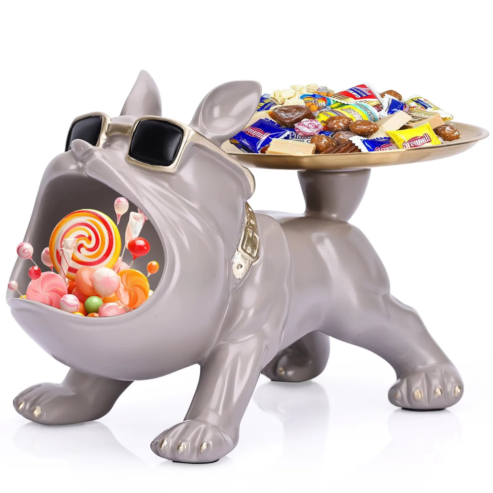 30Cm Bulldog Figurine Dog Statue Resin Craft Home Decor Animal Ornament Puppy Sculpture with Storage Box Art Sculpture for Home