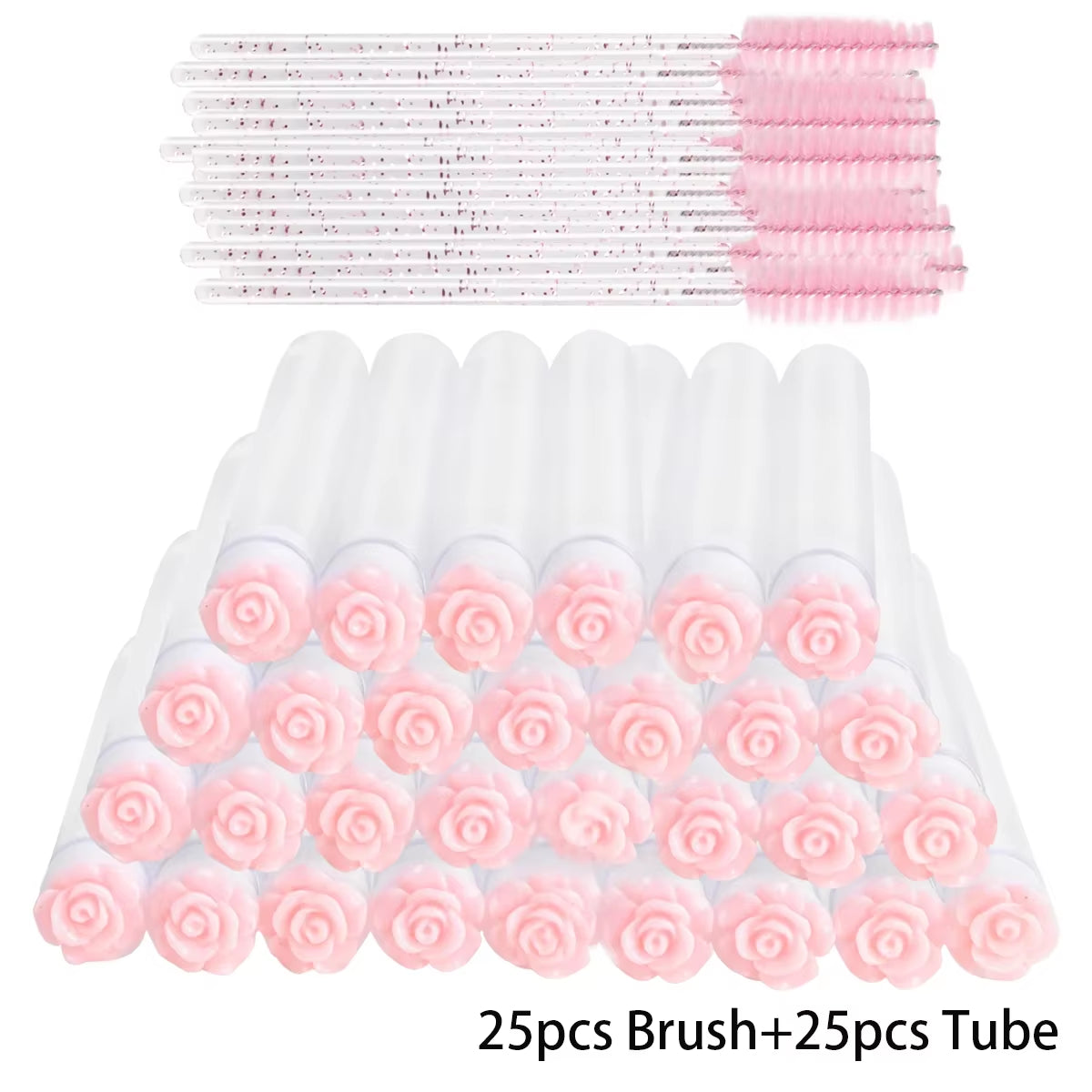 25/50Pcs Eyelash Brush Tubes Crystal Lash Mascara Wands Eyebrow Comb Spoolies Container Lashes Brushes Applicators Makeup Tools