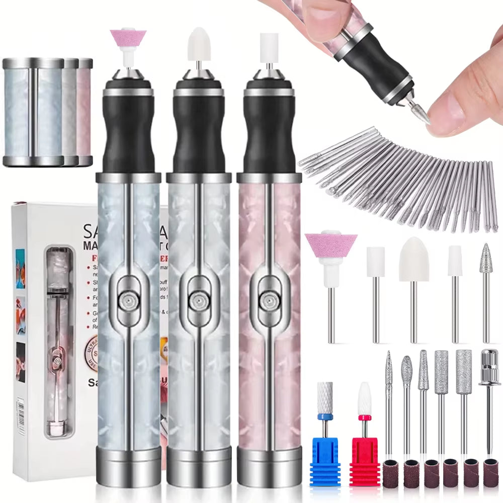 LINMANDA Many Sets Electric Nail File Portable Manicure Pedicure Polishing Grinding Peeling Nail Drill for Fingernail Toenail