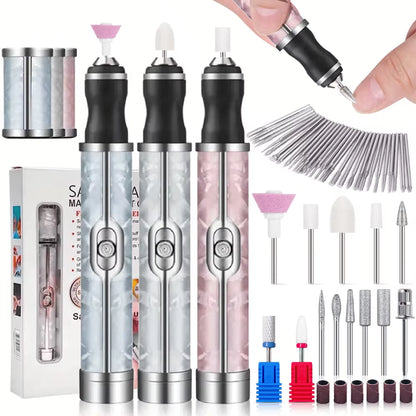 LINMANDA Many Sets Electric Nail File Portable Manicure Pedicure Polishing Grinding Peeling Nail Drill for Fingernail Toenail
