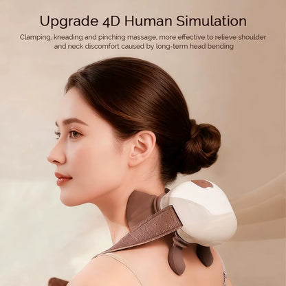 Electric Neck and Shoulder Massager Deep Tissue Shiatsu Back Cervical Massage Machine Bionic Heated Fatigue Relief Relax Muscle