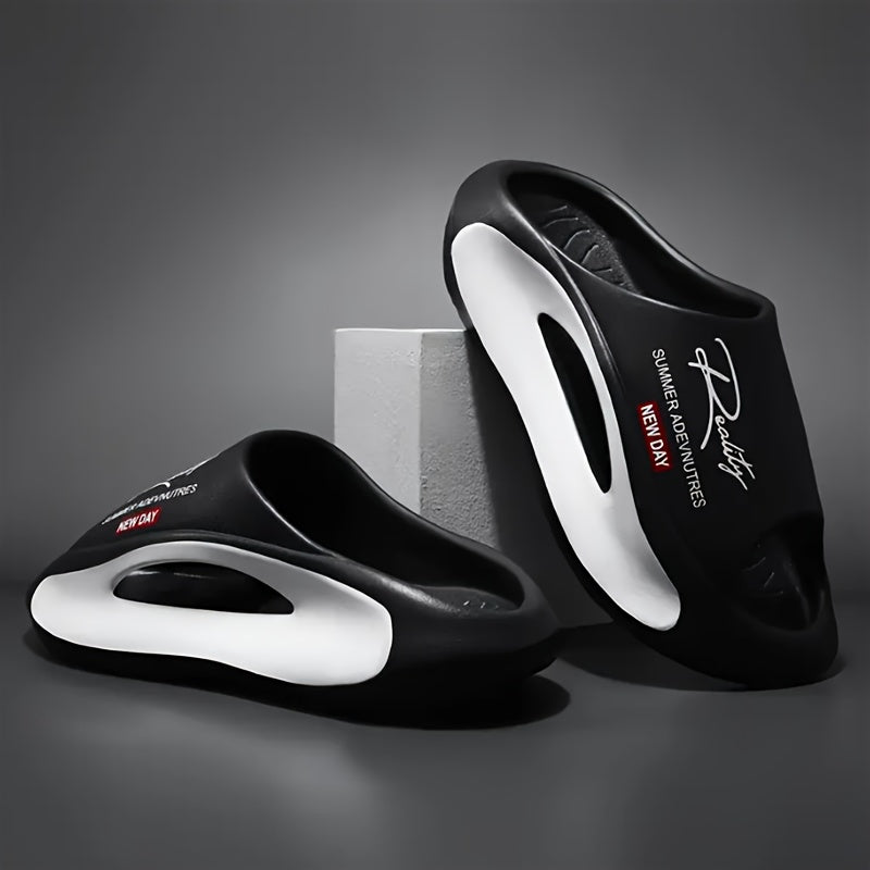 [Summer Sport Slippers] Summer Open Toe Women's Fashion Sport Slippers - EVA Material with Letter Print - Athletic Sandals with Adjustable Strap