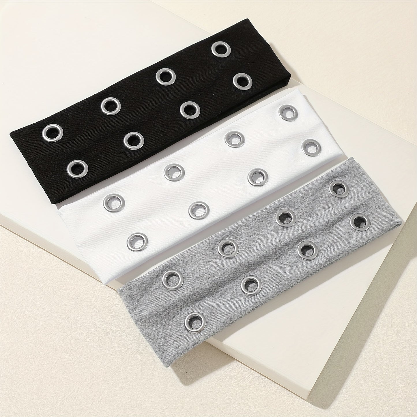 [Breathable Headband] Soft Breathable 1pc Women's Sport Headband | Adjustable Snap Button Closure - Minimalist Design for Running, Gym, Workouts - Black/White/Grey Beauty World Shop