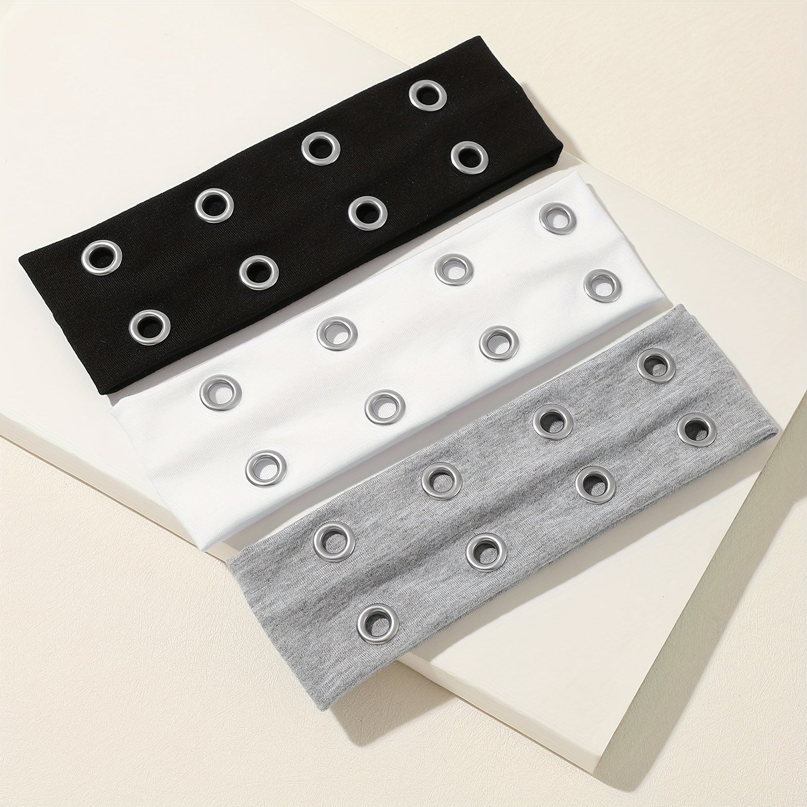 [Breathable Headband] Soft Breathable 1pc Women's Sport Headband | Adjustable Snap Button Closure - Minimalist Design for Running, Gym, Workouts - Black/White/Grey Beauty World Shop