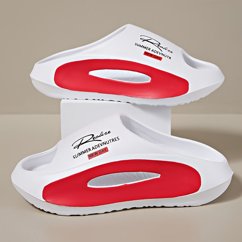 [Summer Sport Slippers] Summer Open Toe Women's Fashion Sport Slippers - EVA Material with Letter Print - Athletic Sandals with Adjustable Strap
