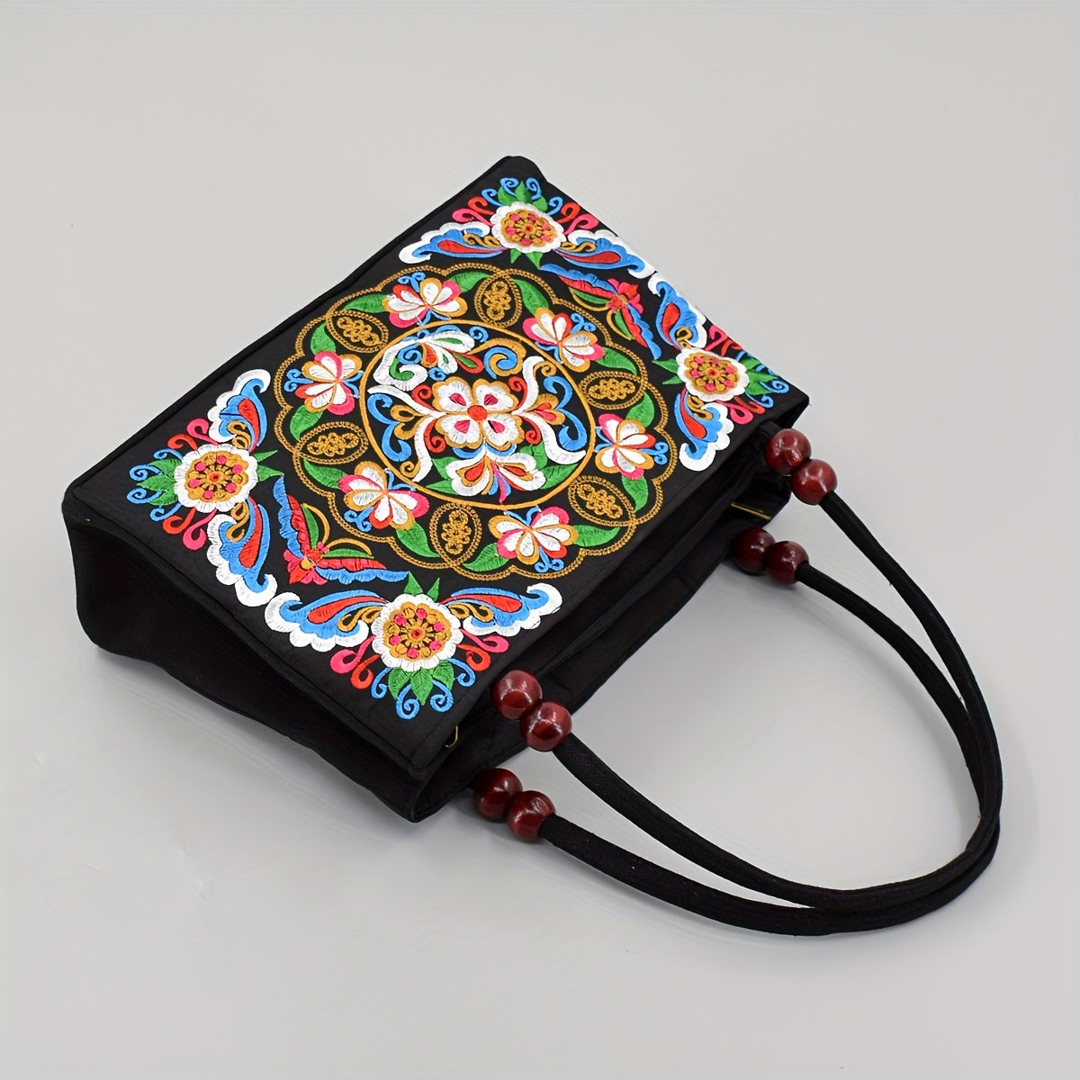 Embroidered Handbag, Double Zipper Bag, Women's Printed Handbag Beauty Fashion