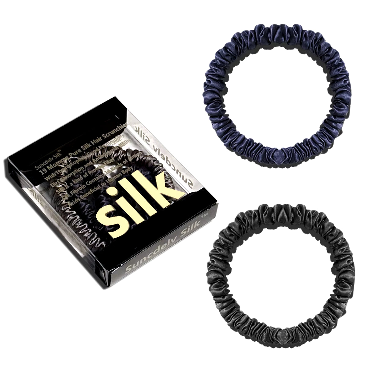 2PCS Box 100% Natural Silk Solid Color Hair Ties High Quality Hair Scrunchies (22Momme) Women Big Hairbands Hair Accessories