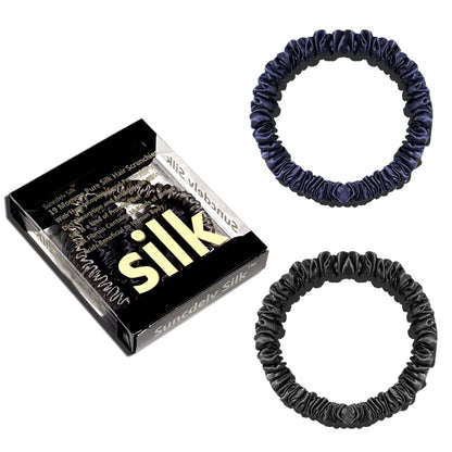 2PCS Box 100% Natural Silk Solid Color Hair Ties High Quality Hair Scrunchies (22Momme) Women Big Hairbands Hair Accessories