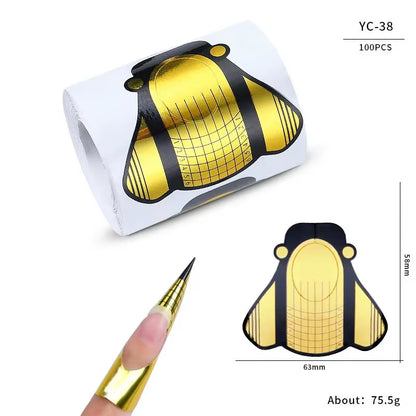 100Pcs Nails Art UV Gel Tips Extension Builder Form Acrylic French Printed Nail Tip Extension Stencil Stickers for Manicure Tool