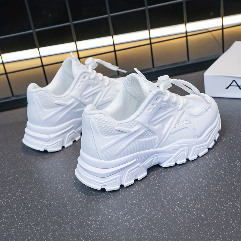 Youngsters' All-Season White Sneakers - Breathable Mesh Lining, Durable Rubber Sole, Comfy Casual & Sport Shoes for Boys and Girls, Perfect for School, Playtime, and Casual Attire, Student Footwear | Lowtop Sneakers | Pu Uppe Beauty World Shop