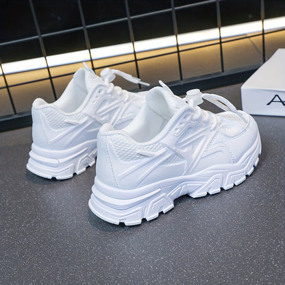 Youngsters' All-Season White Sneakers - Breathable Mesh Lining, Durable Rubber Sole, Comfy Casual & Sport Shoes for Boys and Girls, Perfect for School, Playtime, and Casual Attire, Student Footwear | Lowtop Sneakers | Pu Uppe Beauty World Shop