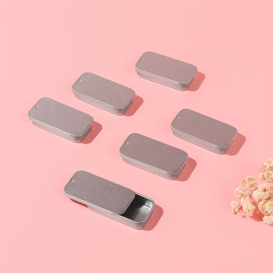 6Pcs Silver/Black 50*25*10Mm Aluminum Box Empty Refillable Containers Aluminum Square Container or Cosmetic, Lip Balm, Cream