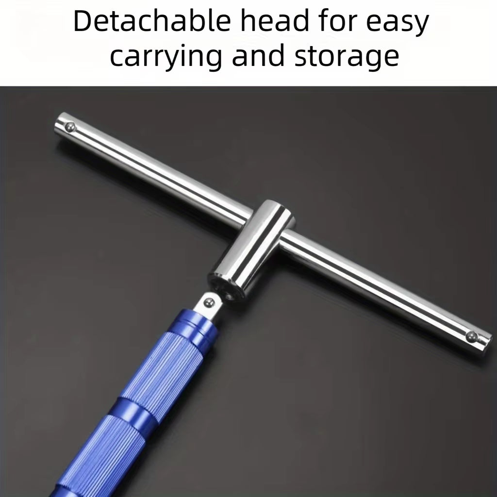 Multifunctional T-Handle Socket Wrench Set, Interchangeable Sockets and Lever Bar, Easy to Use Hand Tool for Repair Work