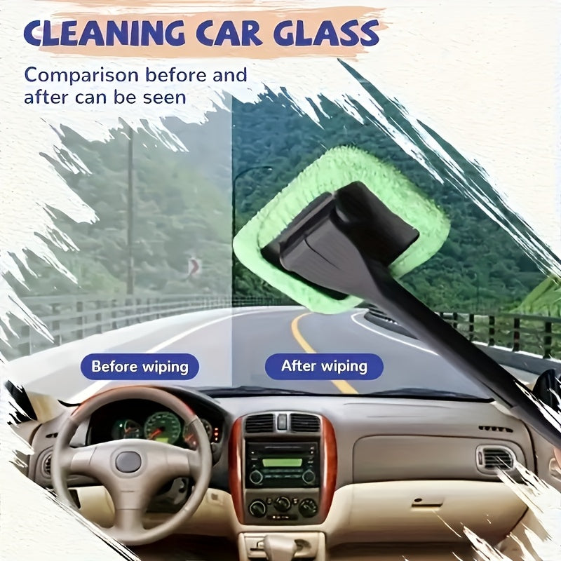 Car Window Cleaning Brush Kit for Windshield Cleaning Tools, Interior Car Wiper with Long Handle, Automotive Accessories. Beauty Fashion